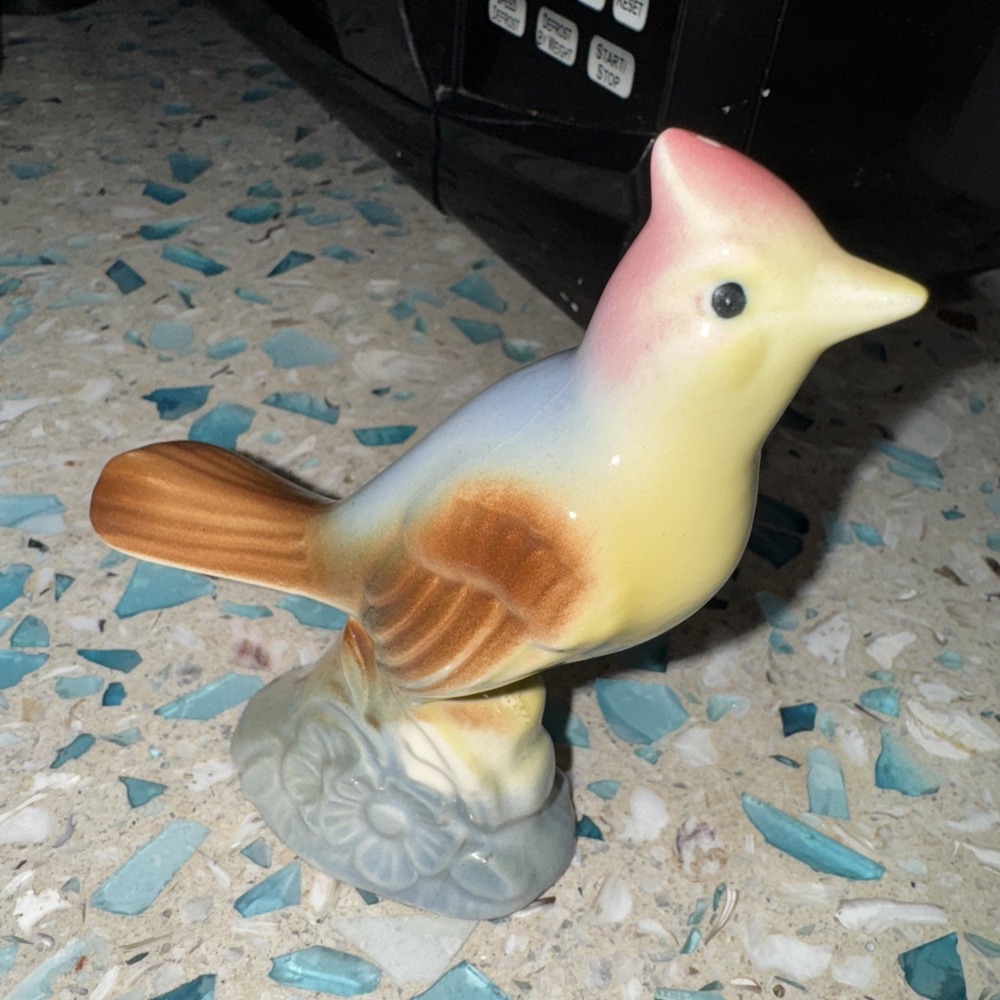 Antique Royal Copley Bird Figurine Brown Tail Blue Back Pink Head